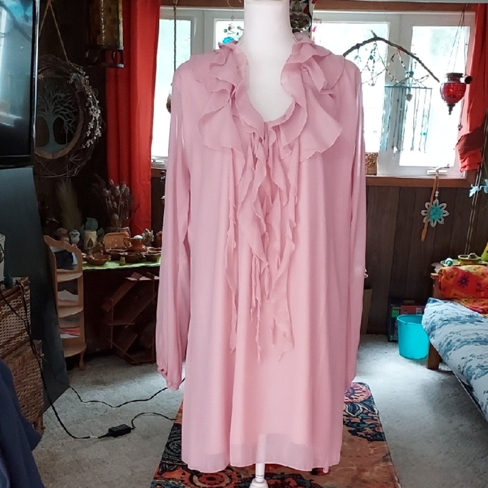Elegant Lt Pink Ruffles For Days Fully Lined Dress XL